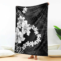 American Samoa Lotu Tamaiti Blanket White Sunday Plumeria Black Vibe LT9 - Polynesian Pride