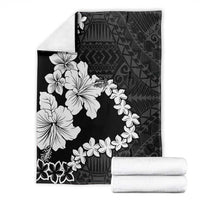 American Samoa Lotu Tamaiti Blanket White Sunday Plumeria Black Vibe LT9 - Polynesian Pride