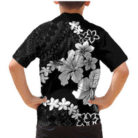 American Samoa Lotu Tamaiti Family Matching Mermaid Dress and Hawaiian Shirt White Sunday Plumeria Black Vibe LT9 - Polynesian Pride