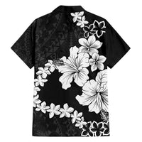 American Samoa Lotu Tamaiti Family Matching Puletasi and Hawaiian Shirt White Sunday Plumeria Black Vibe LT9 - Polynesian Pride
