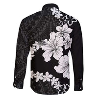 American Samoa Lotu Tamaiti Family Matching Short Sleeve Bodycon Dress and Hawaiian Shirt White Sunday Plumeria Black Vibe LT9 - Polynesian Pride