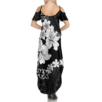 American Samoa Lotu Tamaiti Family Matching Summer Maxi Dress and Hawaiian Shirt White Sunday Plumeria Black Vibe LT9 - Polynesian Pride