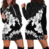 American Samoa Lotu Tamaiti Hoodie Dress White Sunday Plumeria Black Vibe LT9 - Polynesian Pride