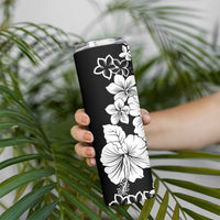 American Samoa Lotu Tamaiti Skinny Tumbler White Sunday Plumeria Black Vibe LT9 - Polynesian Pride