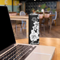 American Samoa Lotu Tamaiti Skinny Tumbler White Sunday Plumeria Black Vibe LT9 - Polynesian Pride