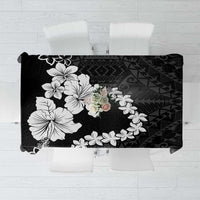 American Samoa Lotu Tamaiti Tablecloth White Sunday Plumeria Black Vibe LT9 Black - Polynesian Pride