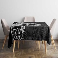 American Samoa Lotu Tamaiti Tablecloth White Sunday Plumeria Black Vibe LT9 - Polynesian Pride