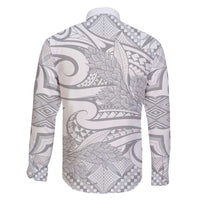 Lotu Tamaiti Samoa Siapo Family Matching Long Sleeve Bodycon Dress and Hawaiian Shirt White Sunday With Teuila Torch Ginger LT9 - Polynesian Pride