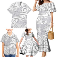 Lotu Tamaiti Samoa Siapo Family Matching Mermaid Dress and Hawaiian Shirt White Sunday With Teuila Torch Ginger LT9 - Polynesian Pride