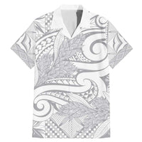 Lotu Tamaiti Samoa Siapo Family Matching Mermaid Dress and Hawaiian Shirt White Sunday With Teuila Torch Ginger LT9 Dad's Shirt - Short Sleeve White - Polynesian Pride