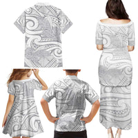 Lotu Tamaiti Samoa Siapo Family Matching Puletasi and Hawaiian Shirt White Sunday With Teuila Torch Ginger LT9 - Polynesian Pride