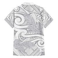 Lotu Tamaiti Samoa Siapo Family Matching Short Sleeve Bodycon Dress and Hawaiian Shirt White Sunday With Teuila Torch Ginger LT9 - Polynesian Pride
