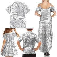 Lotu Tamaiti Samoa Siapo Family Matching Summer Maxi Dress and Hawaiian Shirt White Sunday With Teuila Torch Ginger LT9 - Polynesian Pride