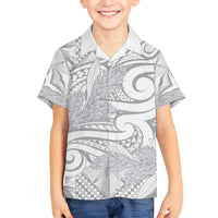 Lotu Tamaiti Samoa Siapo Family Matching Summer Maxi Dress and Hawaiian Shirt White Sunday With Teuila Torch Ginger LT9 Son's Shirt White - Polynesian Pride
