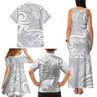 Lotu Tamaiti Samoa Siapo Family Matching Tank Maxi Dress and Hawaiian Shirt White Sunday With Teuila Torch Ginger LT9 - Polynesian Pride