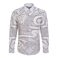 Lotu Tamaiti Samoa Siapo Long Sleeve Button Shirt White Sunday With Teuila Torch Ginger