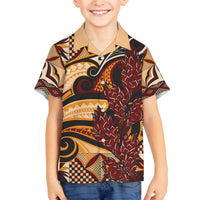 Vintage Samoa Siapo Family Matching Off The Shoulder Long Sleeve Dress and Hawaiian Shirt With Teuila Torch Ginger
