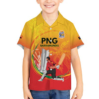 Custom Cricket PNG East Asia-Pacific Kid Hawaiian Shirt Papua New Guinea Rise to Power LT9 Kid Gold - Polynesian Pride