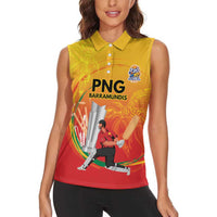 Custom Cricket PNG East Asia-Pacific Women Sleeveless Polo Shirt Papua New Guinea Rise to Power LT9 - Polynesian Pride