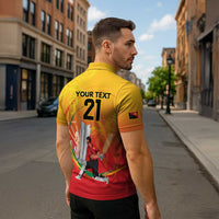 Custom Cricket PNG East Asia-Pacific Zipper Polo Shirt Papua New Guinea Rise to Power LT9 - Polynesian Pride