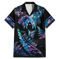 Polynesia Ribbon Butterflies Family Matching Mermaid Dress and Hawaiian Shirt Silver Fern Breast Cancer With Papua Shell Pattern LT9 Dad's Shirt - Short Sleeve Black - Polynesian Pride
