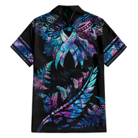 Personalised Polynesia Ribbon Butterflies Family Matching Off Shoulder Maxi Dress and Hawaiian Shirt Silver Fern Breast Cancer With Papua Shell Pattern LT9 - Polynesian Pride