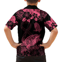 Personalised Polynesian Turtle Ribbon Family Matching Summer Maxi Dress and Hawaiian Shirt Think Pink Breast Cancer With Pacific Hibiscus LT9 - Polynesian Pride