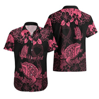 Personalised Polynesian Turtle Ribbon Hawaiian Shirt Think Pink Breast Cancer With Pacific Hibiscus LT9 - Polynesian Pride