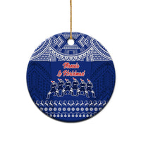 Personalised Toa Samoa Christmas Ceramic Ornament Samoa Siva Tau Manuia Le Kerisimasi Blue Vibe LT9 - Polynesian Pride