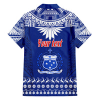 Personalised Toa Samoa Christmas Family Matching Off Shoulder Short Dress and Hawaiian Shirt Samoa Siva Tau Manuia Le Kerisimasi Blue Vibe LT9 - Polynesian Pride