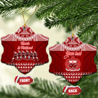Personalised Toa Samoa Christmas Ceramic Ornament Samoa Siva Tau Manuia Le Kerisimasi Red Vibe LT9 Snow Flake Red - Polynesian Pride