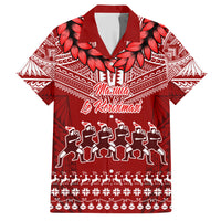 Personalised Toa Samoa Christmas Family Matching Short Sleeve Bodycon Dress and Hawaiian Shirt Samoa Siva Tau Manuia Le Kerisimasi Red Vibe LT9 Dad's Shirt - Short Sleeve Red - Polynesian Pride