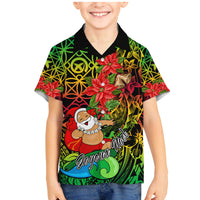 Personalised Vanuatu Joyeux Noel Family Matching Mermaid Dress and Hawaiian Shirt Christmas Santas God Yumi LT9 Son's Shirt Reggae - Polynesian Pride