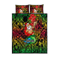 Personalised Vanuatu Joyeux Noel Quilt Bed Set Christmas Santas God Yumi LT9 Reggae - Polynesian Pride
