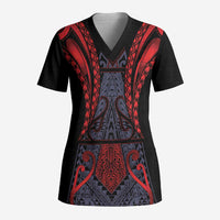 Custom New Zealand Scrub Top Maori Kiwiana Pattern Tukutuku Motif