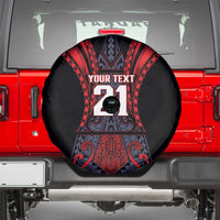Custom New Zealand Spare Tire Cover Maori Kiwiana Pattern Tukutuku Motif