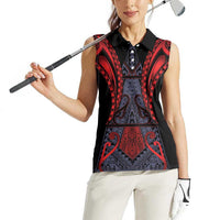 Custom New Zealand Women Sleeveless Polo Shirt Maori Kiwiana Pattern Tukutuku Motif LT9 - Polynesian Pride