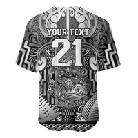 Custom New Zealand Taiaha Maori Baseball Jersey Kiwikiwi Minimalist Silver Fern Tukutuku Motif LT9 - Polynesian Pride
