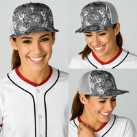 New Zealand Taiaha Maori Baseball Net Cap Kiwikiwi Minimalist Silver Fern Tukutuku Motif LT9 - Polynesian Pride