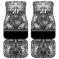Custom New Zealand Taiaha Maori Car Mats Kiwikiwi Minimalist Silver Fern Tukutuku Motif LT9 - Polynesian Pride