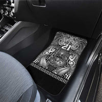 Custom New Zealand Taiaha Maori Car Mats Kiwikiwi Minimalist Silver Fern Tukutuku Motif LT9 - Polynesian Pride