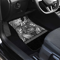 Custom New Zealand Taiaha Maori Car Mats Kiwikiwi Minimalist Silver Fern Tukutuku Motif LT9 - Polynesian Pride