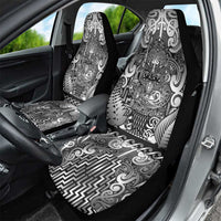 New Zealand Taiaha Maori Car Seat Cover Kiwikiwi Minimalist Silver Fern Tukutuku Motif LT9 - Polynesian Pride