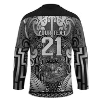 Custom New Zealand Taiaha Maori Hockey Jersey Kiwikiwi Minimalist Silver Fern Tukutuku Motif LT9 - Polynesian Pride