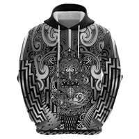 Custom New Zealand Taiaha Maori Hoodie Kiwikiwi Minimalist Silver Fern Tukutuku Motif LT9 - Polynesian Pride