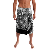 Custom New Zealand Taiaha Maori Lavalava Kiwikiwi Minimalist Silver Fern Tukutuku Motif LT9 White - Polynesian Pride