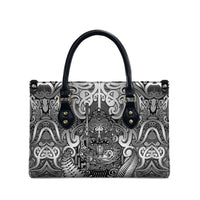 New Zealand Taiaha Maori Leather Bag Kiwikiwi Minimalist Silver Fern Tukutuku Motif LT9 - Polynesian Pride