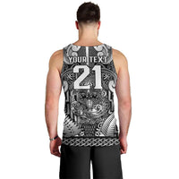 Custom New Zealand Taiaha Maori Men Tank Top Kiwikiwi Minimalist Silver Fern Tukutuku Motif LT9 - Polynesian Pride
