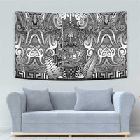 New Zealand Taiaha Maori Tapestry Kiwikiwi Minimalist Silver Fern Tukutuku Motif LT9 - Polynesian Pride