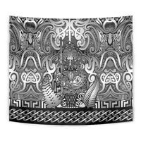 New Zealand Taiaha Maori Tapestry Kiwikiwi Minimalist Silver Fern Tukutuku Motif LT9 - Polynesian Pride